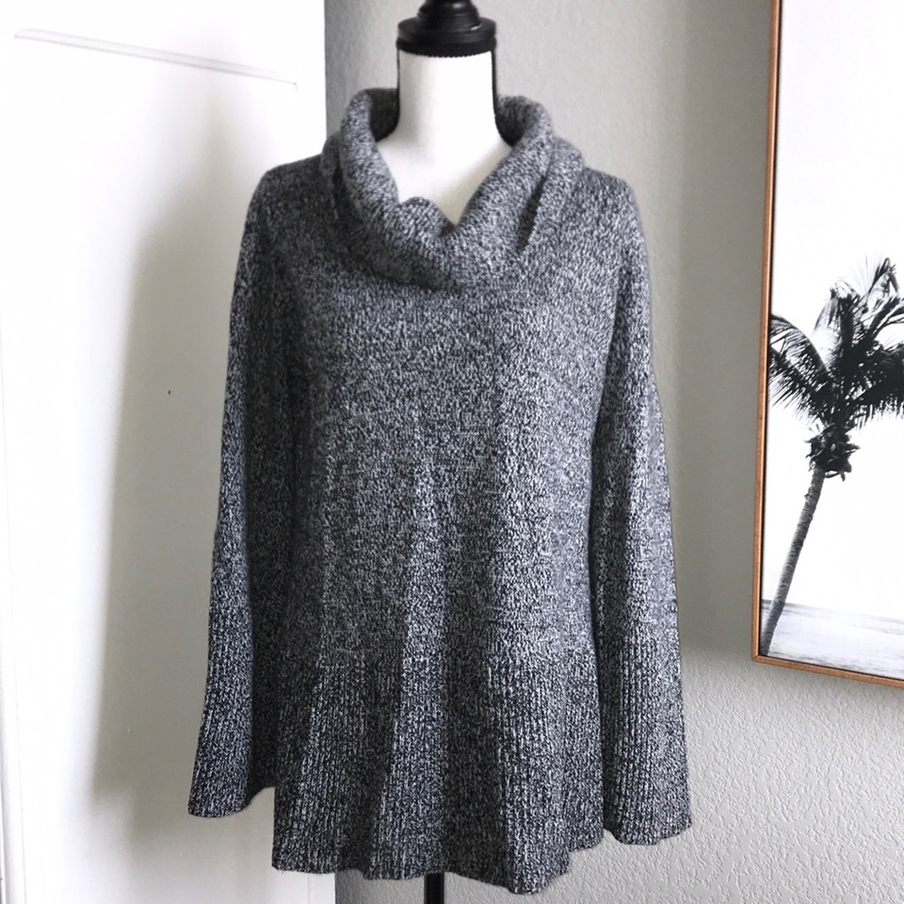 Alfani large black white cowl neck knit sweater